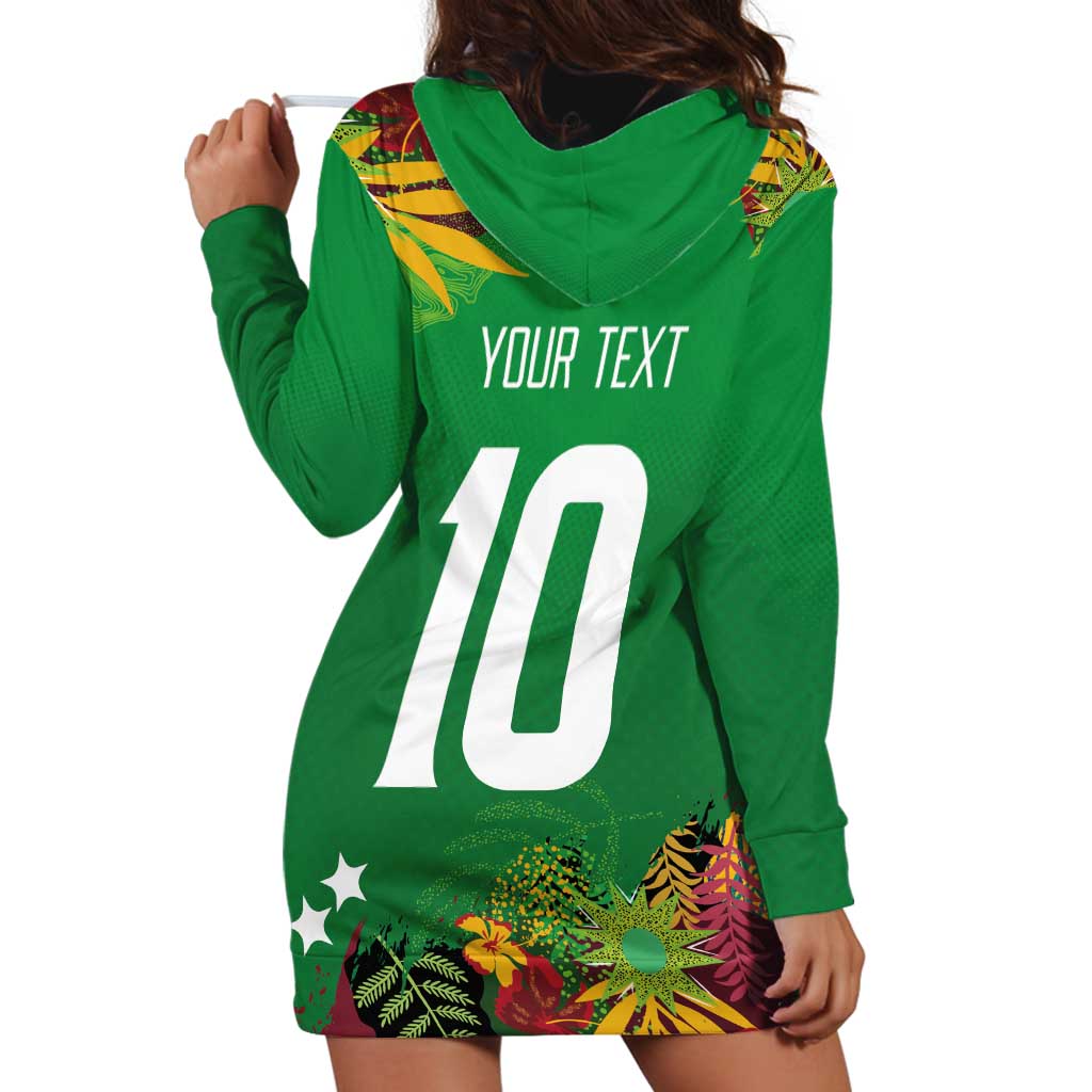 Custom St Kitts and Nevis Cricket Patriots Hoodie Dress Caribbean Tropical Plants Sporty Green - Wonder Print Shop