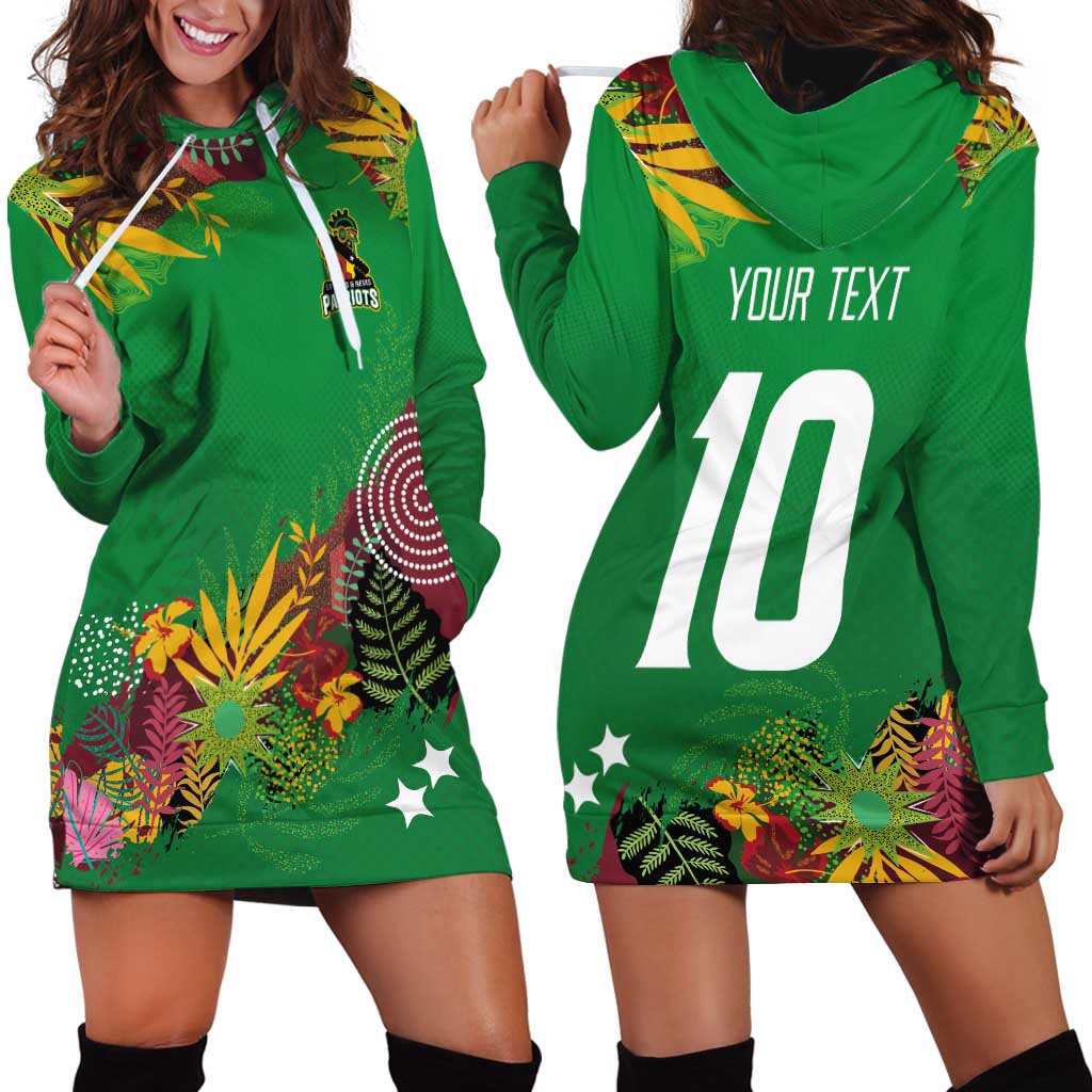 Custom St Kitts and Nevis Cricket Patriots Hoodie Dress Caribbean Tropical Plants Sporty Green - Wonder Print Shop