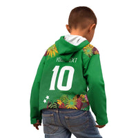 Custom St Kitts and Nevis Cricket Patriots Kid Hoodie Caribbean Tropical Plants Sporty Green - Wonder Print Shop