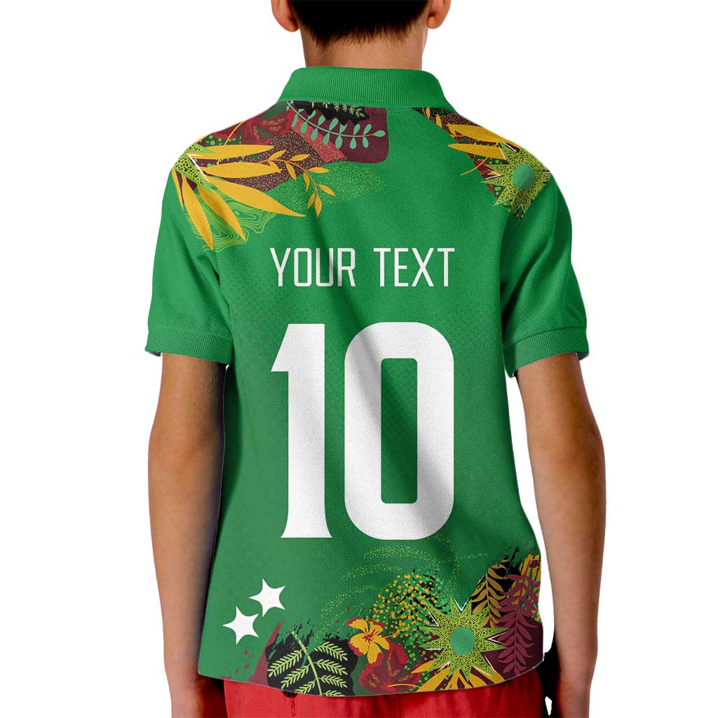 Custom St Kitts and Nevis Cricket Patriots Kid Polo Shirt Caribbean Tropical Plants Sporty Green - Wonder Print Shop