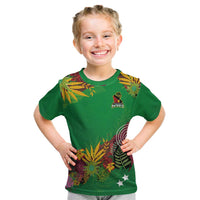 Custom St Kitts and Nevis Cricket Patriots Kid T Shirt Caribbean Tropical Plants Sporty Green - Wonder Print Shop