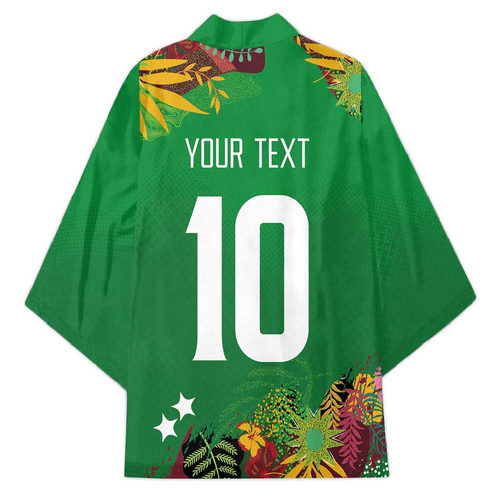 Custom St Kitts and Nevis Cricket Patriots Kimono Caribbean Tropical Plants Sporty Green - Wonder Print Shop