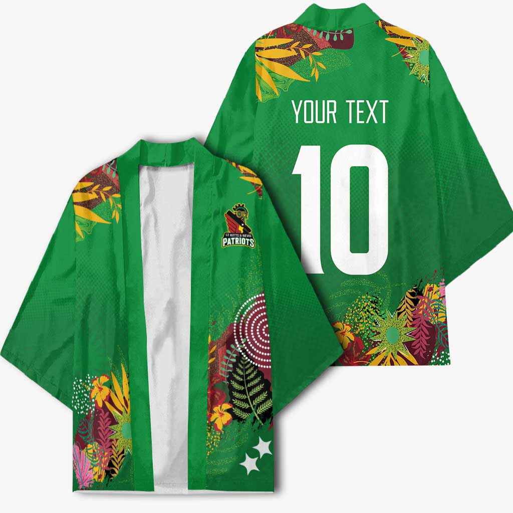 Custom St Kitts and Nevis Cricket Patriots Kimono Caribbean Tropical Plants Sporty Green - Wonder Print Shop