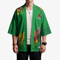 Custom St Kitts and Nevis Cricket Patriots Kimono Caribbean Tropical Plants Sporty Green - Wonder Print Shop