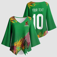 Custom St Kitts and Nevis Cricket Patriots Kimono Sleeve Blouse Caribbean Tropical Plants Sporty Green - Wonder Print Shop