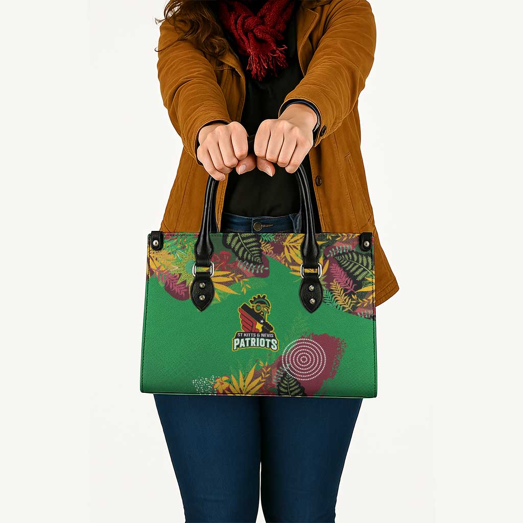 St Kitts and Nevis Cricket Patriots Leather Bag Caribbean Tropical Plants Sporty Green - Wonder Print Shop