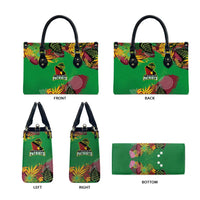 St Kitts and Nevis Cricket Patriots Leather Bag Caribbean Tropical Plants Sporty Green - Wonder Print Shop