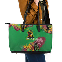 St Kitts and Nevis Cricket Patriots Leather Tote Bag Caribbean Tropical Plants Sporty Green - Wonder Print Shop