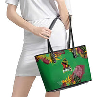 St Kitts and Nevis Cricket Patriots Leather Tote Bag Caribbean Tropical Plants Sporty Green - Wonder Print Shop