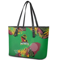 St Kitts and Nevis Cricket Patriots Leather Tote Bag Caribbean Tropical Plants Sporty Green - Wonder Print Shop