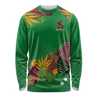 Custom St Kitts and Nevis Cricket Patriots Long Sleeve Shirt Caribbean Tropical Plants Sporty Green - Wonder Print Shop