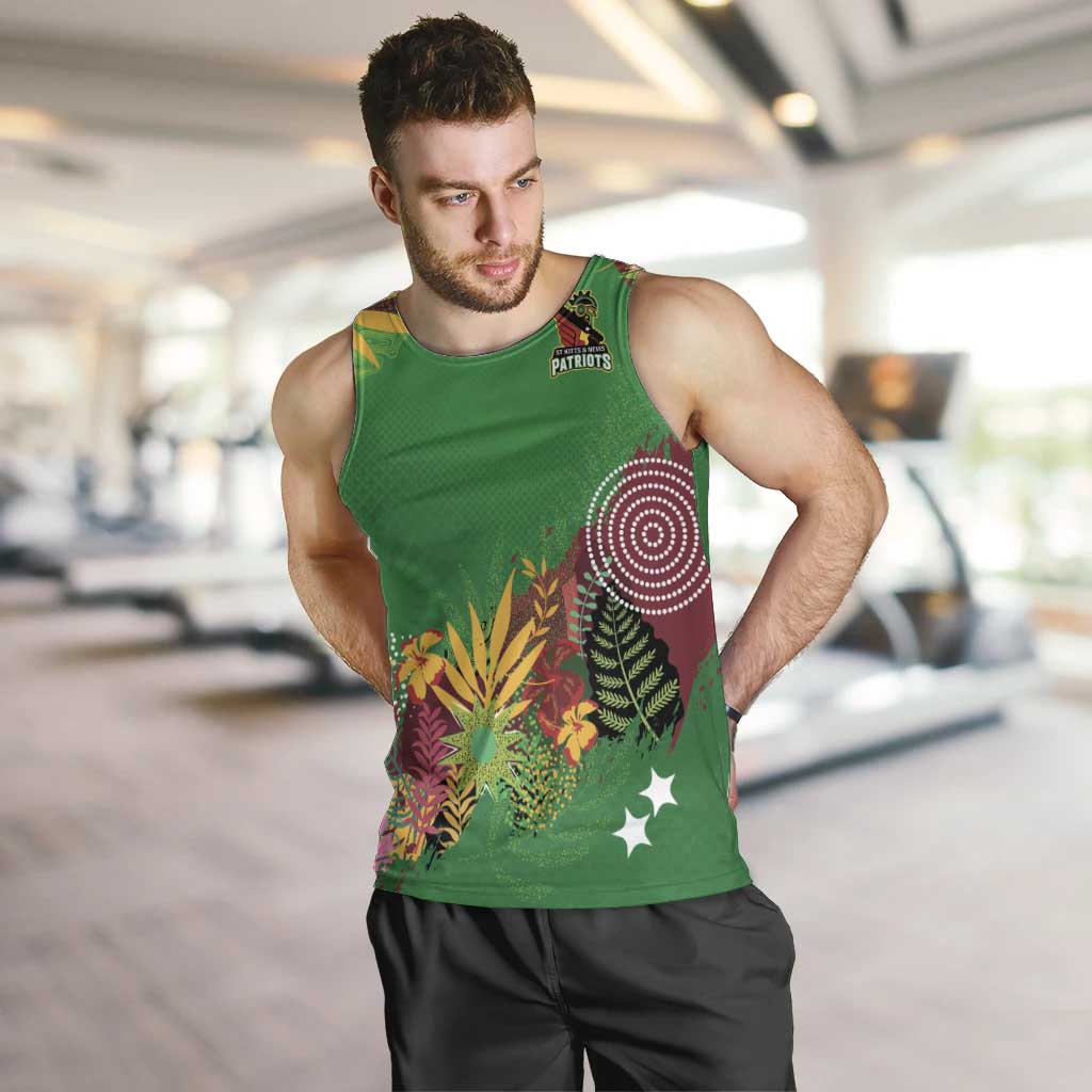 Custom St Kitts and Nevis Cricket Patriots Men Tank Top Caribbean Tropical Plants Sporty Green - Wonder Print Shop