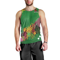 Custom St Kitts and Nevis Cricket Patriots Men Tank Top Caribbean Tropical Plants Sporty Green - Wonder Print Shop