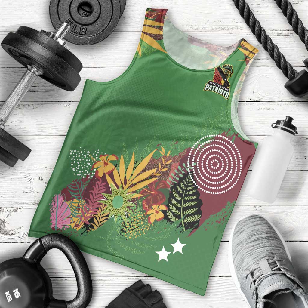 Custom St Kitts and Nevis Cricket Patriots Men Tank Top Caribbean Tropical Plants Sporty Green - Wonder Print Shop