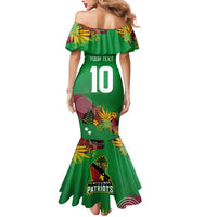 Custom St Kitts and Nevis Cricket Patriots Mermaid Dress Caribbean Tropical Plants Sporty Green - Wonder Print Shop