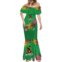 Custom St Kitts and Nevis Cricket Patriots Mermaid Dress Caribbean Tropical Plants Sporty Green - Wonder Print Shop