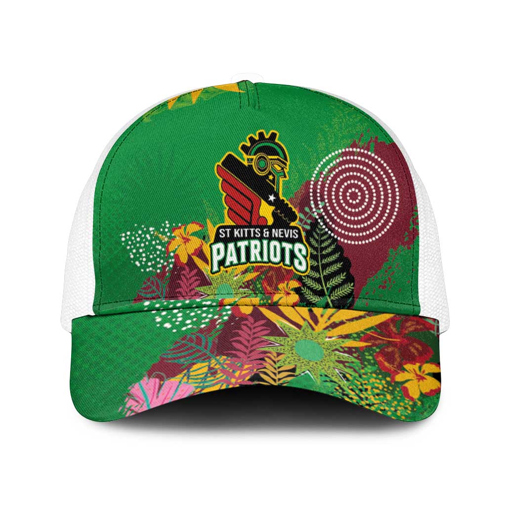 St Kitts and Nevis Cricket Patriots Mesh Trucker Cap Caribbean Tropical Plants Sporty Green - Wonder Print Shop