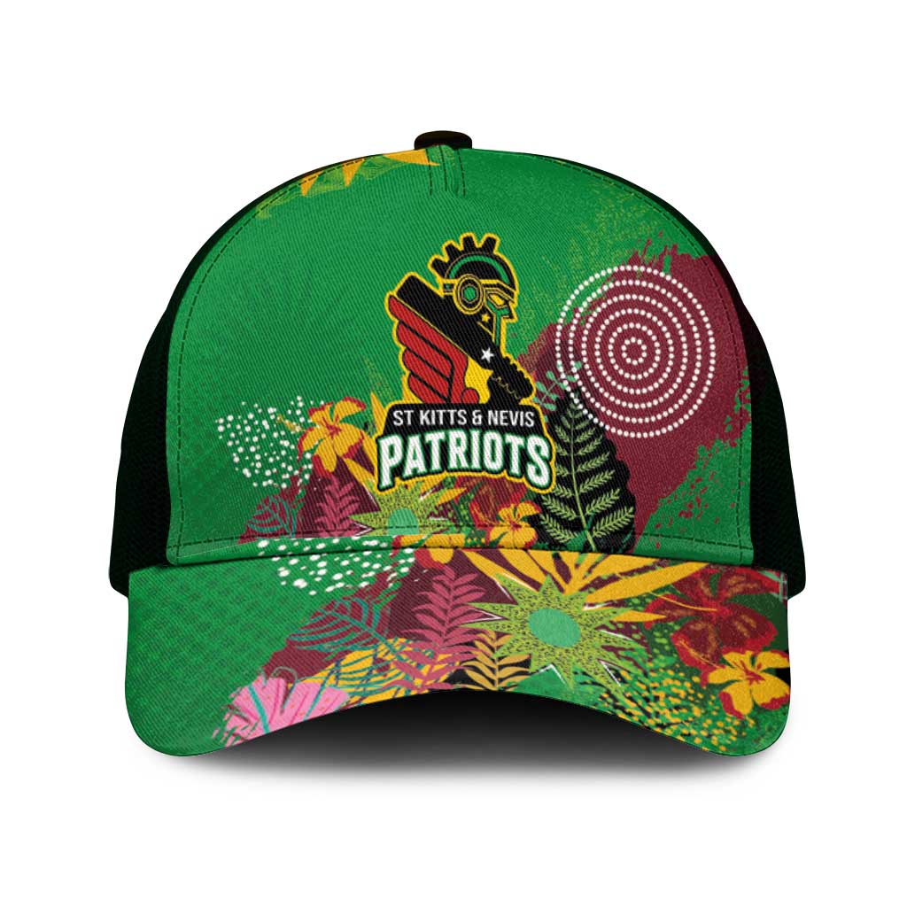 St Kitts and Nevis Cricket Patriots Mesh Trucker Cap Caribbean Tropical Plants Sporty Green - Wonder Print Shop