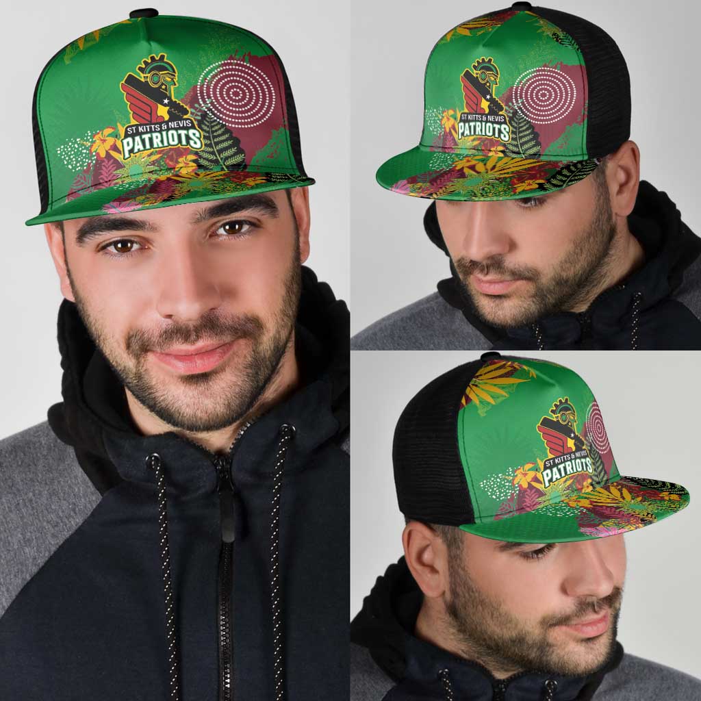 St Kitts and Nevis Cricket Patriots Mesh Trucker Cap Caribbean Tropical Plants Sporty Green - Wonder Print Shop