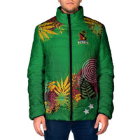 Custom St Kitts and Nevis Cricket Patriots Padded Jacket Caribbean Tropical Plants Sporty Green - Wonder Print Shop