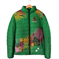 Custom St Kitts and Nevis Cricket Patriots Padded Jacket Caribbean Tropical Plants Sporty Green - Wonder Print Shop