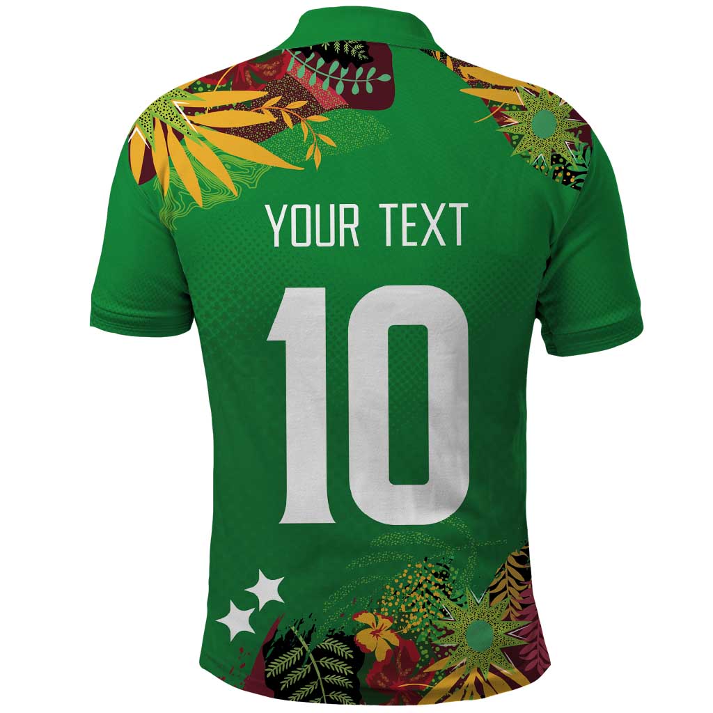 Custom St Kitts and Nevis Cricket Patriots Polo Shirt Caribbean Tropical Plants Sporty Green - Wonder Print Shop