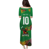 Custom St Kitts and Nevis Cricket Patriots Puletasi Caribbean Tropical Plants Sporty Green - Wonder Print Shop