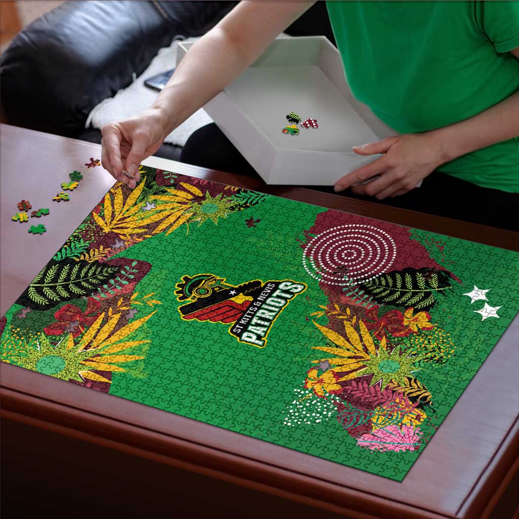 St Kitts and Nevis Cricket Patriots Puzzle Caribbean Tropical Plants Sporty Green - Wonder Print Shop