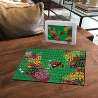 St Kitts and Nevis Cricket Patriots Puzzle Caribbean Tropical Plants Sporty Green - Wonder Print Shop