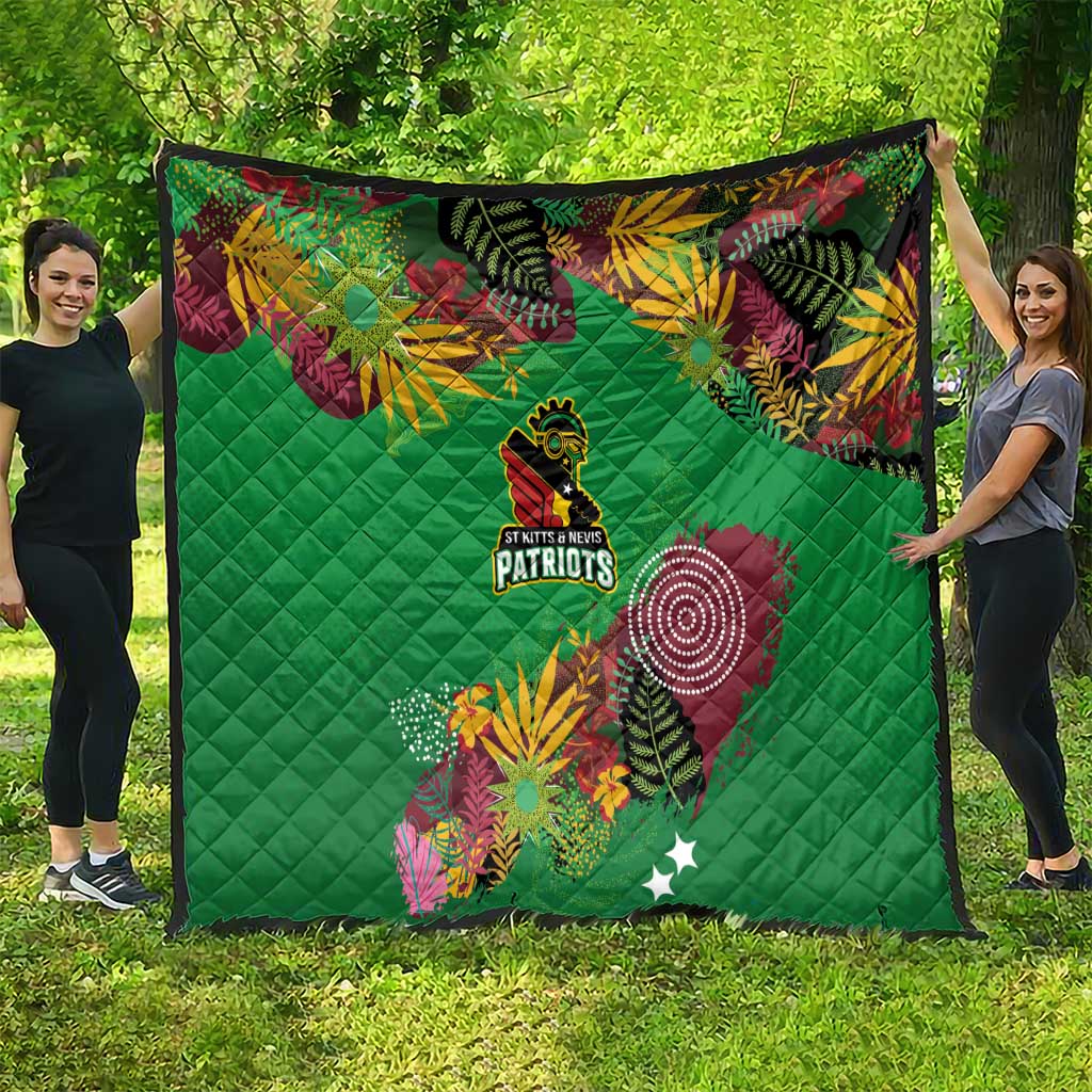 St Kitts and Nevis Cricket Patriots Quilt Caribbean Tropical Plants Sporty Green - Wonder Print Shop
