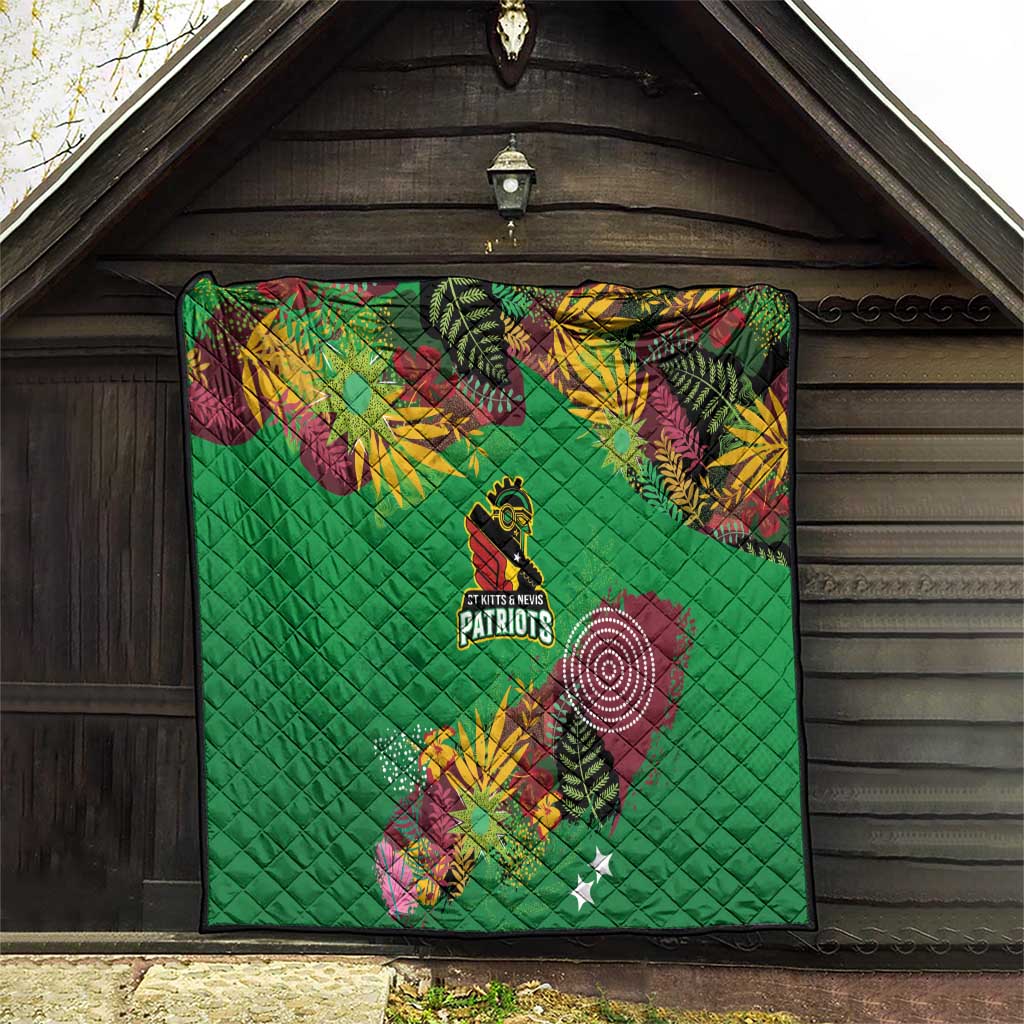 St Kitts and Nevis Cricket Patriots Quilt Caribbean Tropical Plants Sporty Green - Wonder Print Shop