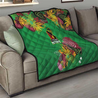 St Kitts and Nevis Cricket Patriots Quilt Caribbean Tropical Plants Sporty Green - Wonder Print Shop