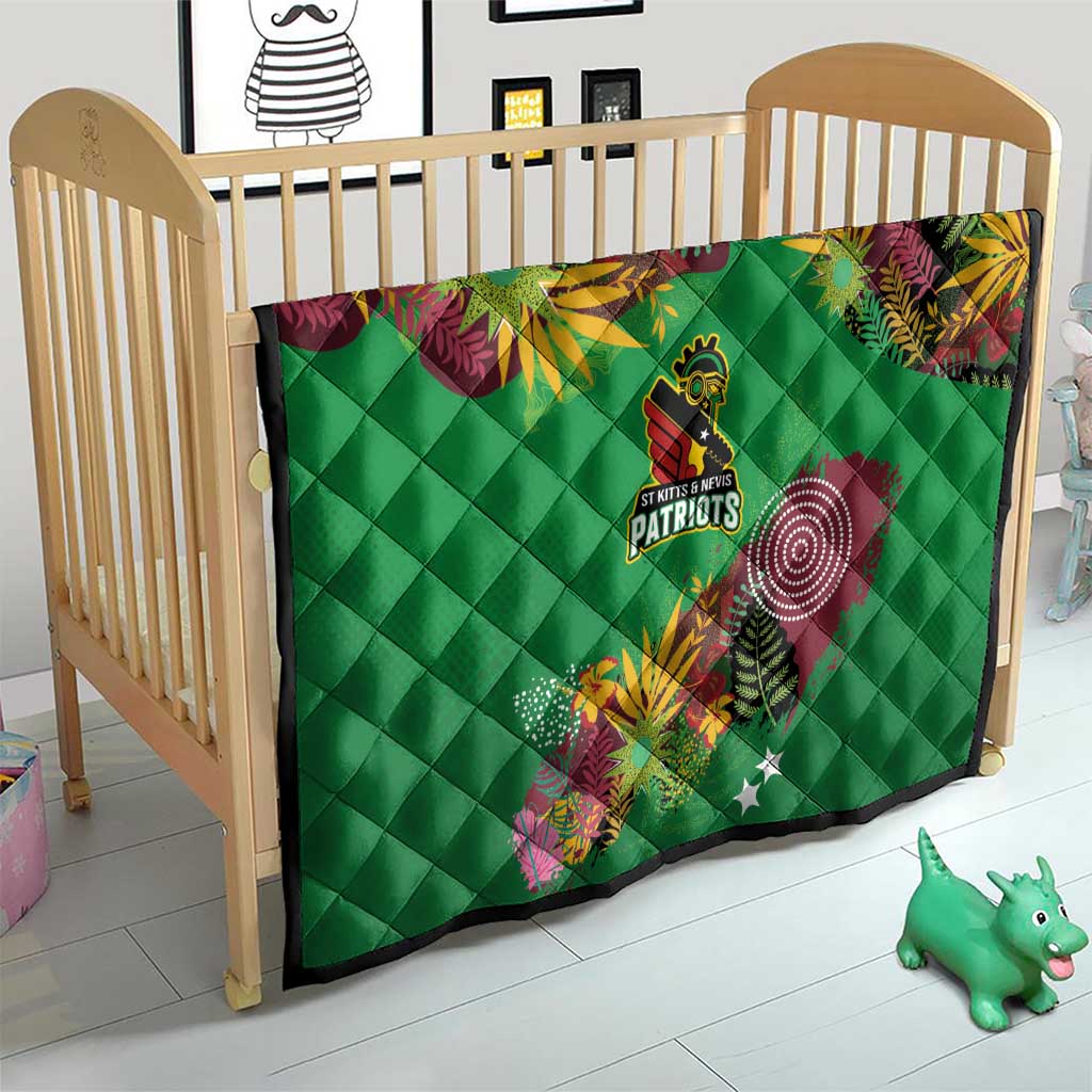 St Kitts and Nevis Cricket Patriots Quilt Caribbean Tropical Plants Sporty Green - Wonder Print Shop