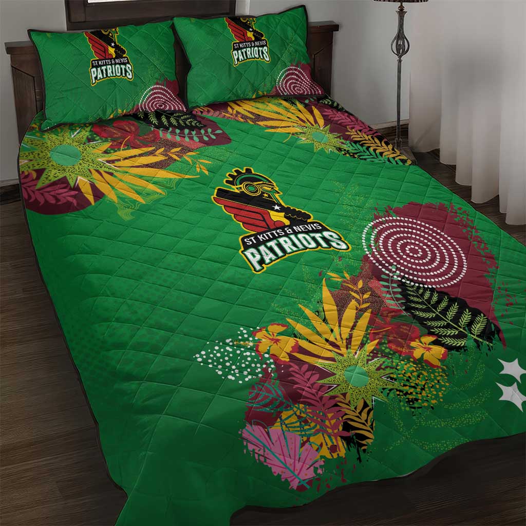 St Kitts and Nevis Cricket Patriots Quilt Bed Set Caribbean Tropical Plants Sporty Green - Wonder Print Shop