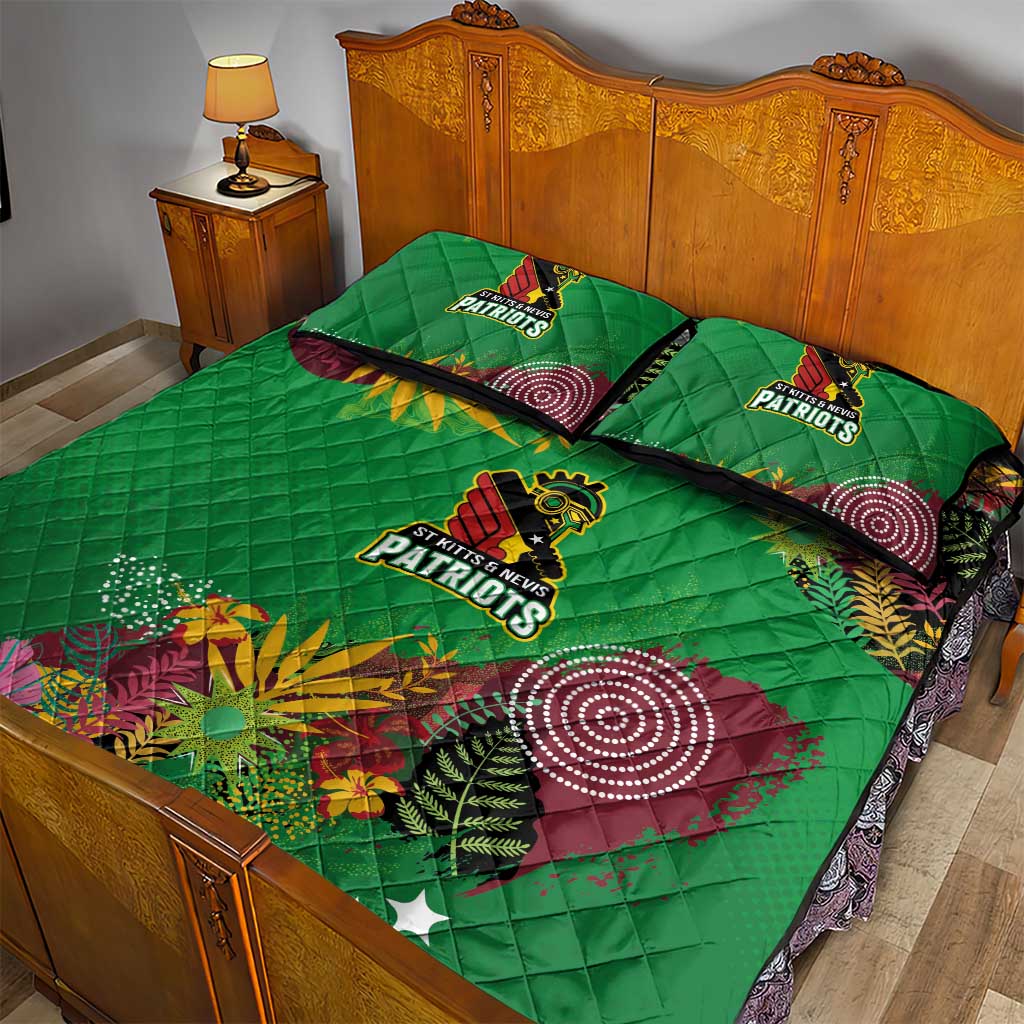 St Kitts and Nevis Cricket Patriots Quilt Bed Set Caribbean Tropical Plants Sporty Green - Wonder Print Shop