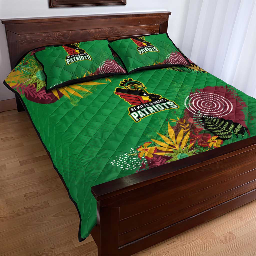 St Kitts and Nevis Cricket Patriots Quilt Bed Set Caribbean Tropical Plants Sporty Green - Wonder Print Shop