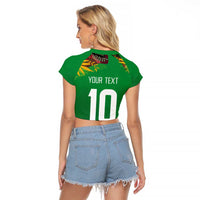 Custom St Kitts and Nevis Cricket Patriots Raglan Cropped T Shirt Caribbean Tropical Plants Sporty Green - Wonder Print Shop