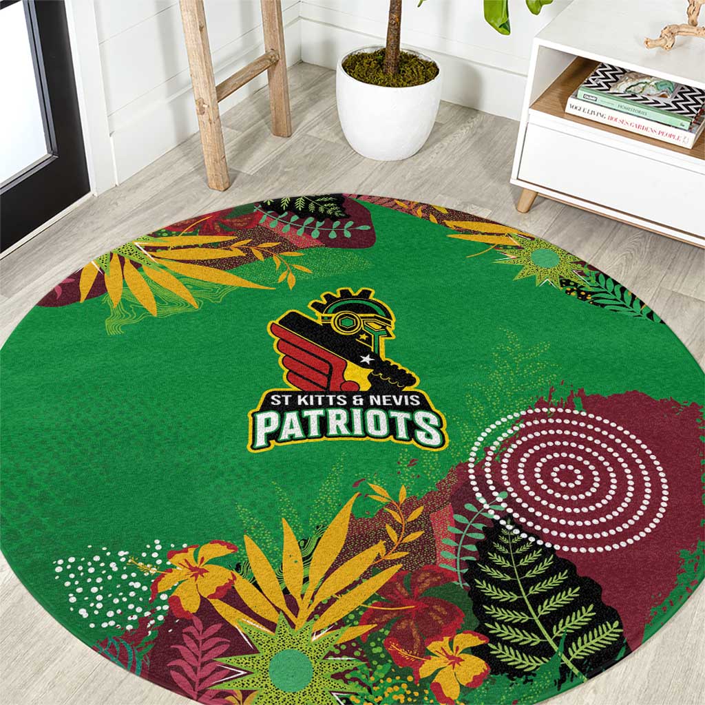 St Kitts and Nevis Cricket Patriots Round Carpet Caribbean Tropical Plants Sporty Green - Wonder Print Shop