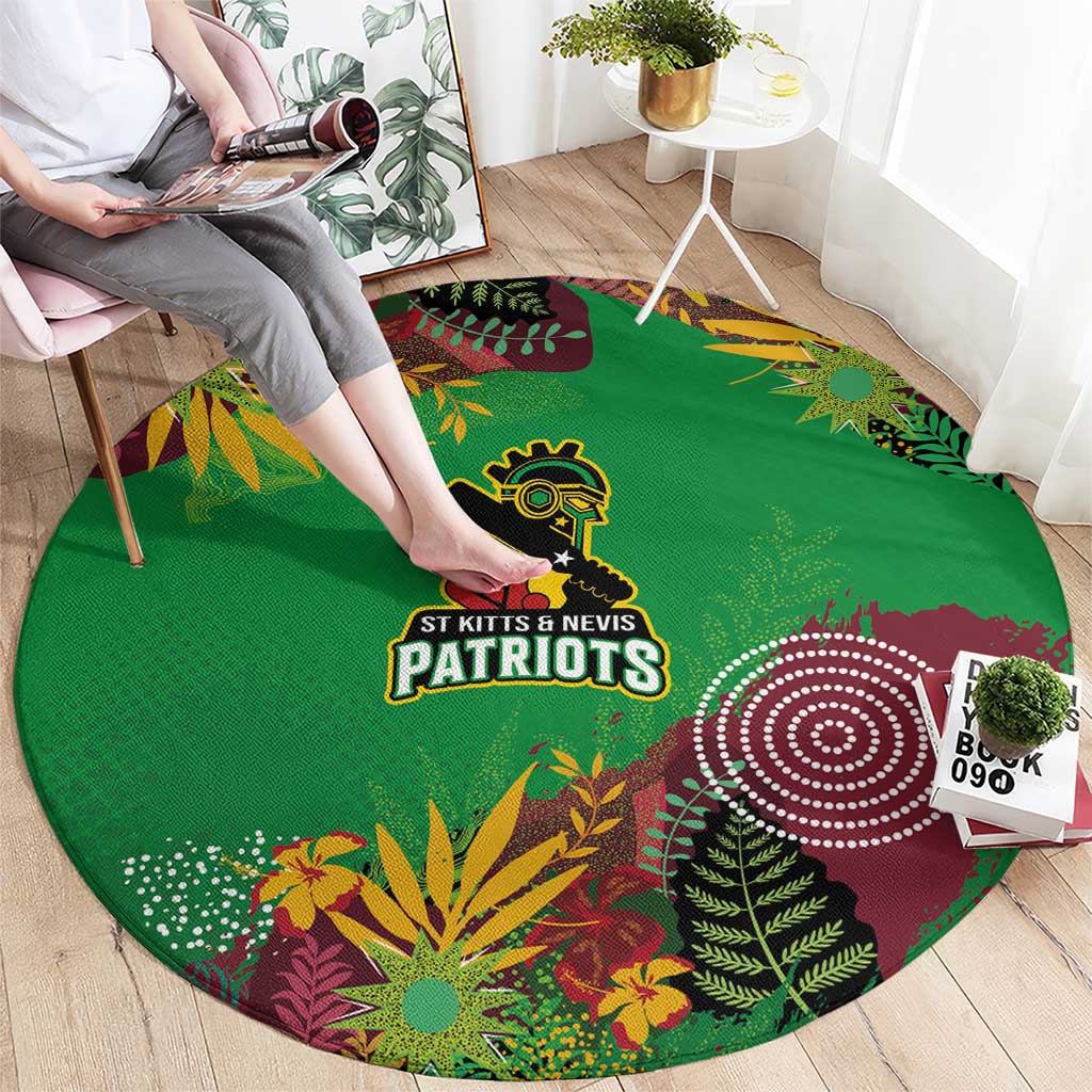 St Kitts and Nevis Cricket Patriots Round Carpet Caribbean Tropical Plants Sporty Green - Wonder Print Shop
