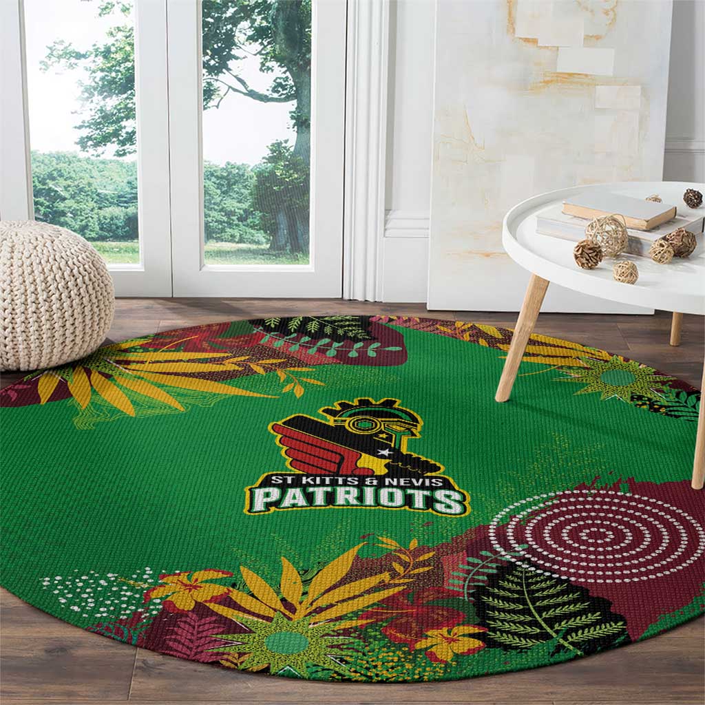 St Kitts and Nevis Cricket Patriots Round Carpet Caribbean Tropical Plants Sporty Green - Wonder Print Shop