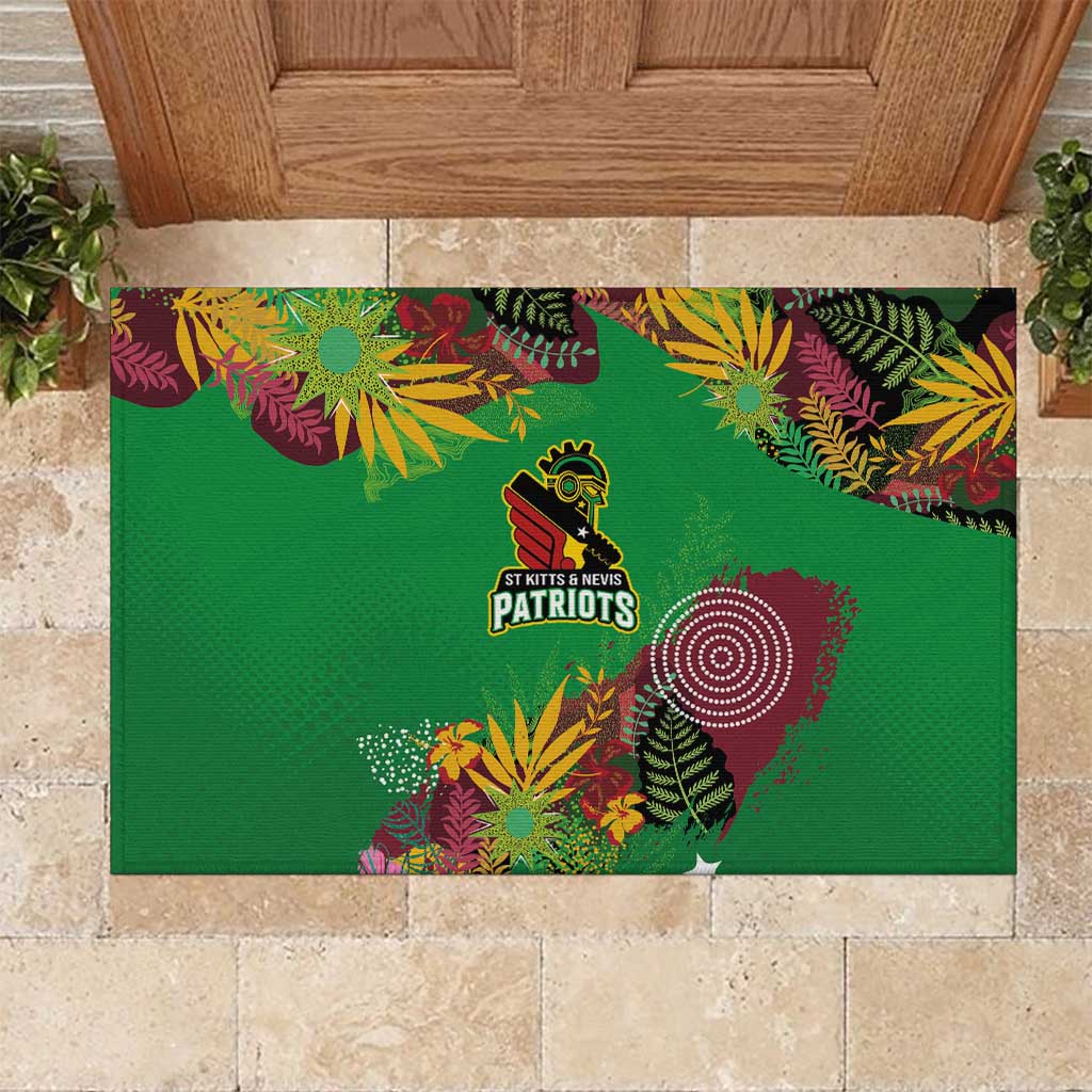 St Kitts and Nevis Cricket Patriots Rubber Doormat Caribbean Tropical Plants Sporty Green - Wonder Print Shop