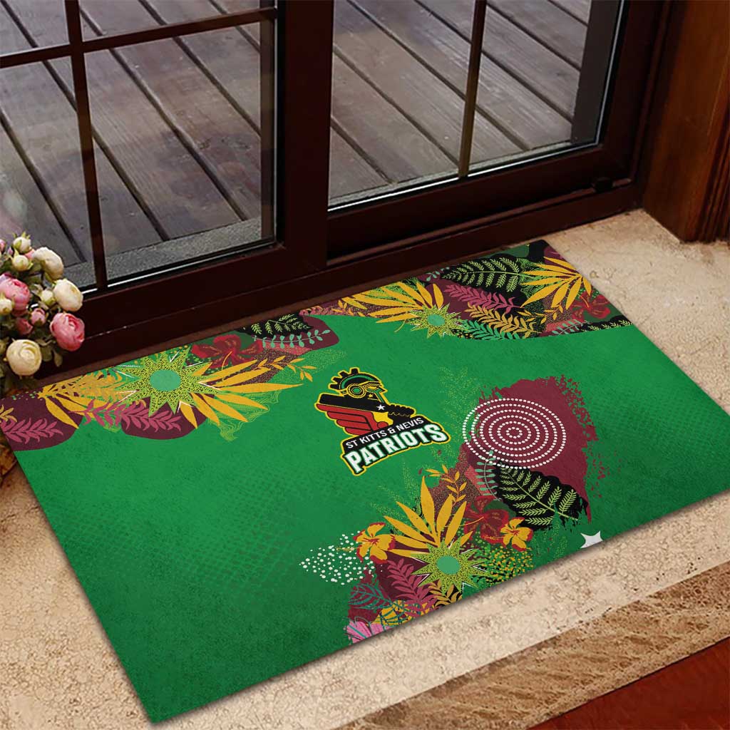 St Kitts and Nevis Cricket Patriots Rubber Doormat Caribbean Tropical Plants Sporty Green - Wonder Print Shop