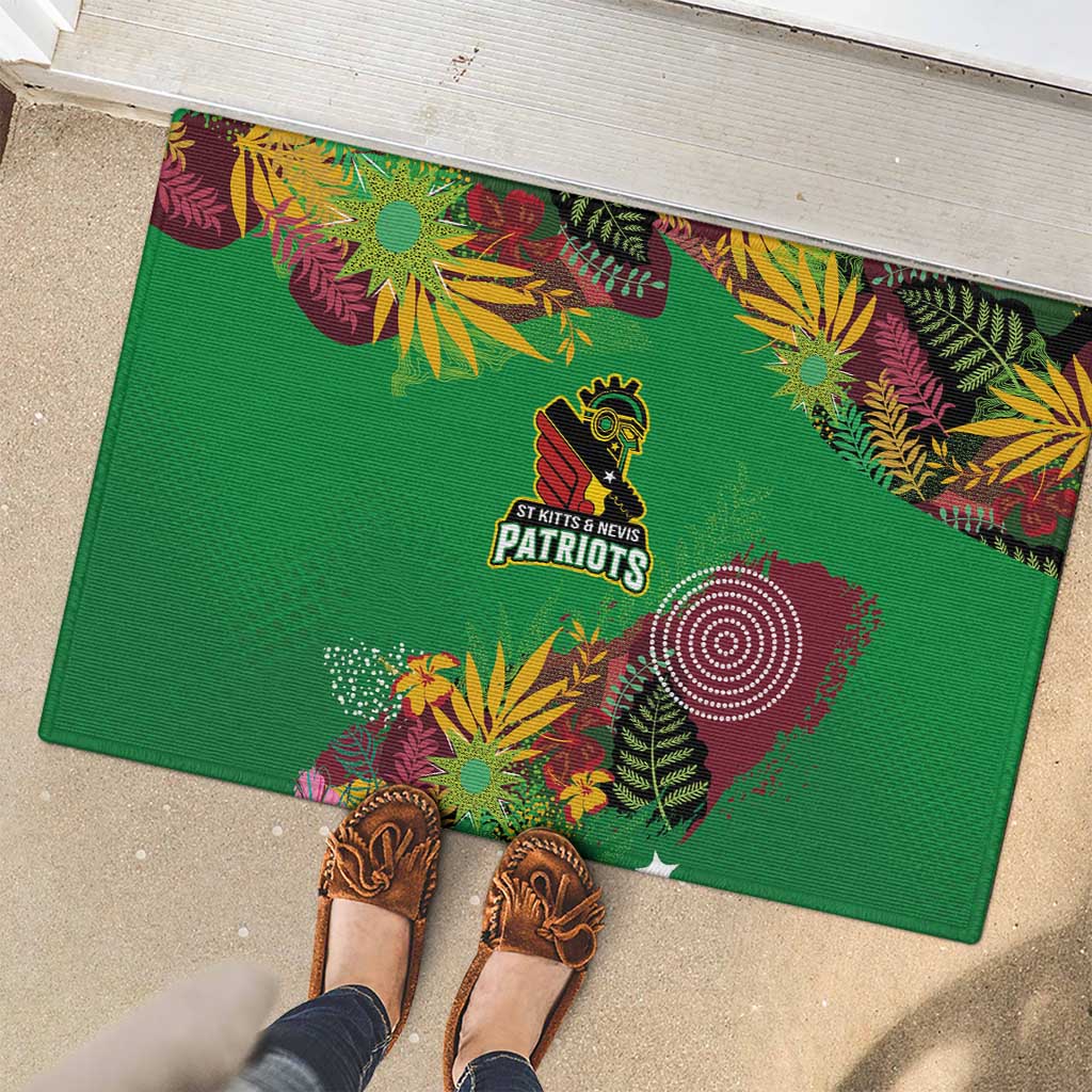 St Kitts and Nevis Cricket Patriots Rubber Doormat Caribbean Tropical Plants Sporty Green - Wonder Print Shop
