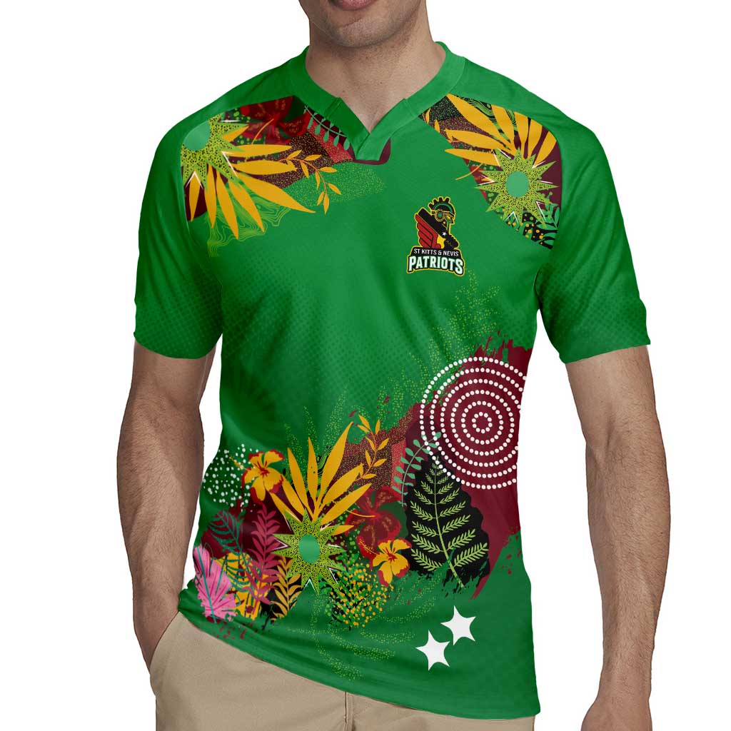 Custom St Kitts and Nevis Cricket Patriots Rugby Jersey Caribbean Tropical Plants Sporty Green - Wonder Print Shop