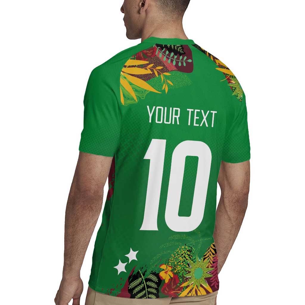 Custom St Kitts and Nevis Cricket Patriots Rugby Jersey Caribbean Tropical Plants Sporty Green - Wonder Print Shop