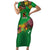 Custom St Kitts and Nevis Cricket Patriots Short Sleeve Bodycon Dress Caribbean Tropical Plants Sporty Green - Wonder Print Shop