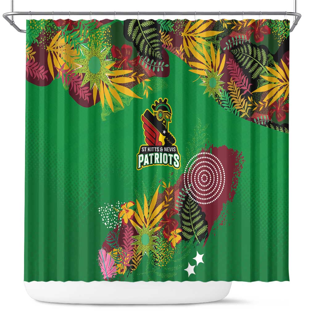 St Kitts and Nevis Cricket Patriots Shower Curtain Caribbean Tropical Plants Sporty Green - Wonder Print Shop