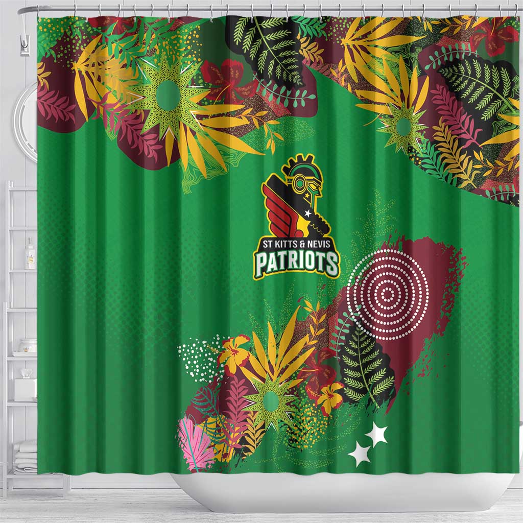 St Kitts and Nevis Cricket Patriots Shower Curtain Caribbean Tropical Plants Sporty Green - Wonder Print Shop