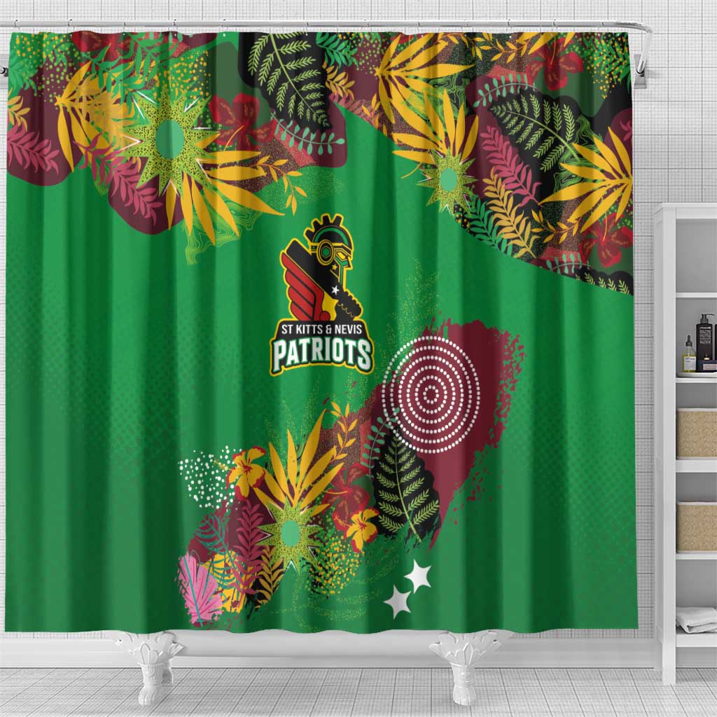 St Kitts and Nevis Cricket Patriots Shower Curtain Caribbean Tropical Plants Sporty Green - Wonder Print Shop