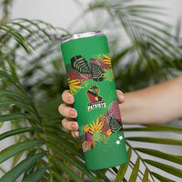 Custom St Kitts and Nevis Cricket Patriots Skinny Tumbler Caribbean Tropical Plants Sporty Green - Wonder Print Shop